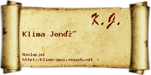 Klima Jenő névjegykártya